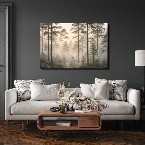 Quadro su tela – Foresta nella foschia mattutina