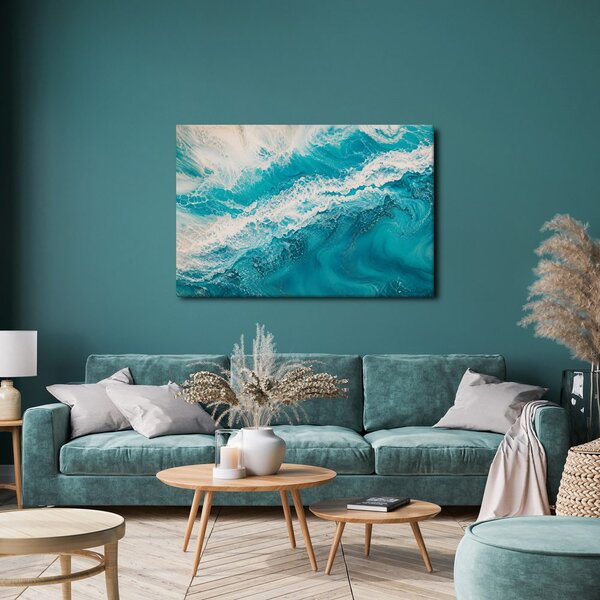 Quadro su tela – Onde marine turchesi da vicino