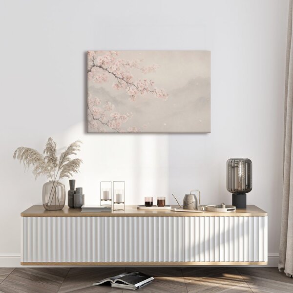Quadro su tela – Ramo di sakura delicato nella nebbia