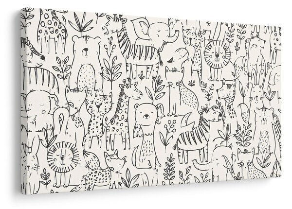 Quadro su tela – Animaletti disegnati nella giungla