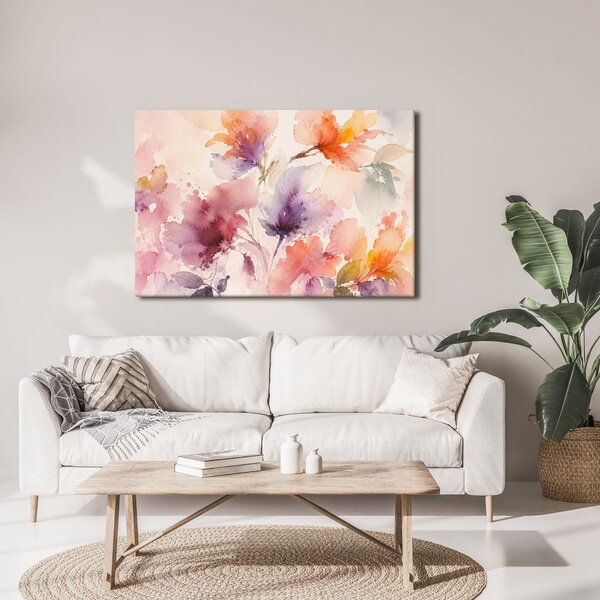 Quadro su tela – Fiori ad acquerello in toni pastello