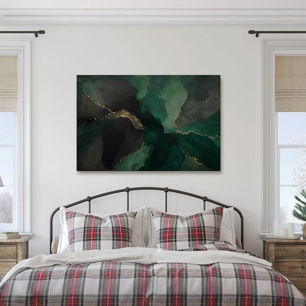 Quadro su tela – Composizione smeraldo scura con oro