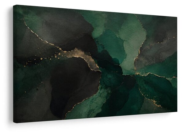 Quadro su tela – Composizione smeraldo scura con oro