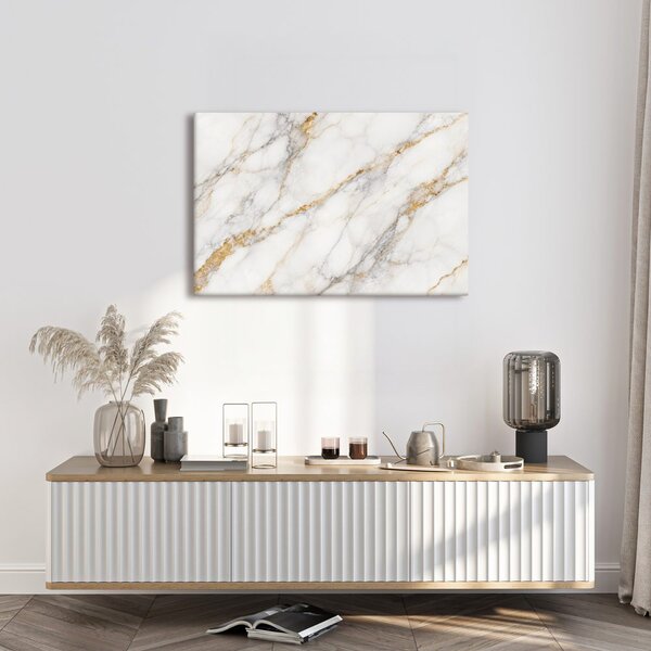 Quadro su tela – Marmo bianco con oro
