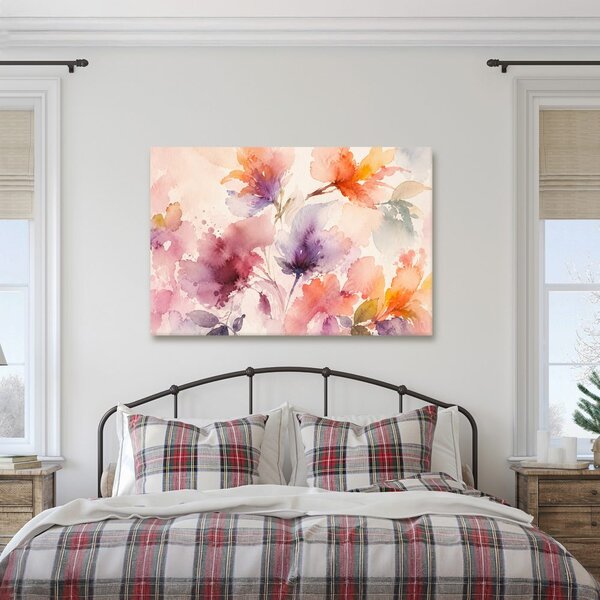 Quadro su tela – Fiori ad acquerello in toni pastello