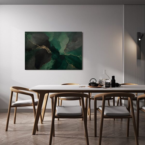Quadro su tela – Composizione smeraldo scura con oro