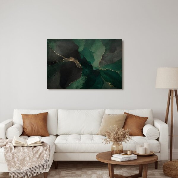 Quadro su tela – Composizione smeraldo scura con oro