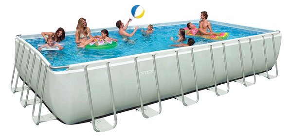 Piscina Fuori Terra Rettangolare H132x732x366cm con Pompa Scaletta e Teli Intex Ultra Frame