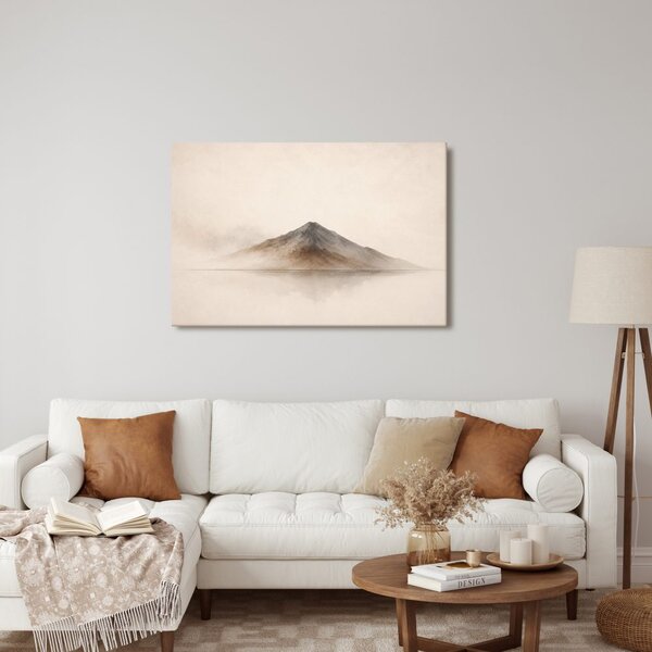 Quadro su tela – Montagna avvolta nella nebbia riflessa