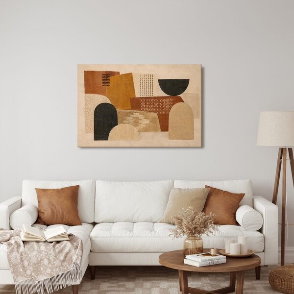 Quadro su tela – Forme e texture astratte dai toni terrosi