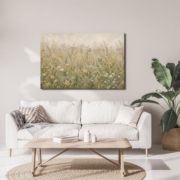 Quadro su tela – Delicati fiori di campo nella foschia
