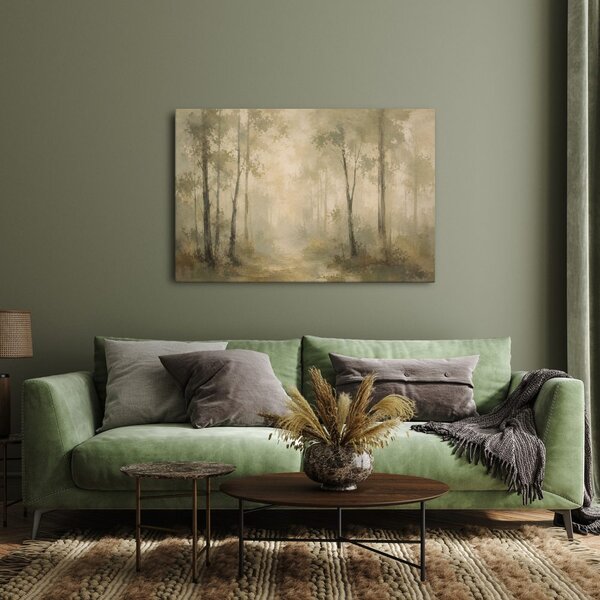Quadro su tela – Foresta nebbiosa nei toni beige