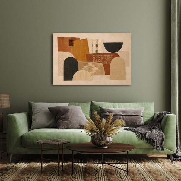 Quadro su tela – Forme e texture astratte dai toni terrosi