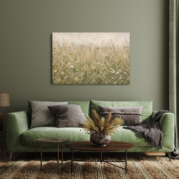 Quadro su tela – Delicati fiori di campo nella foschia