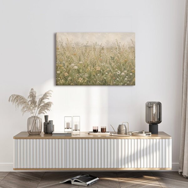 Quadro su tela – Delicati fiori di campo nella foschia