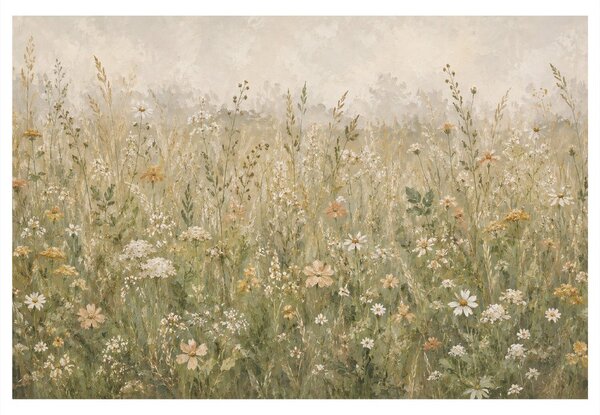 Quadro su tela – Delicati fiori di campo nella foschia