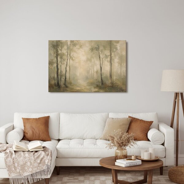 Quadro su tela – Foresta nebbiosa nei toni beige
