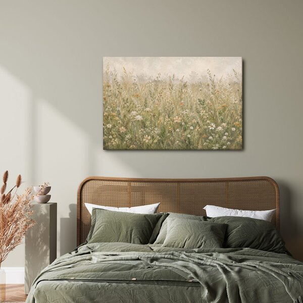 Quadro su tela – Delicati fiori di campo nella foschia