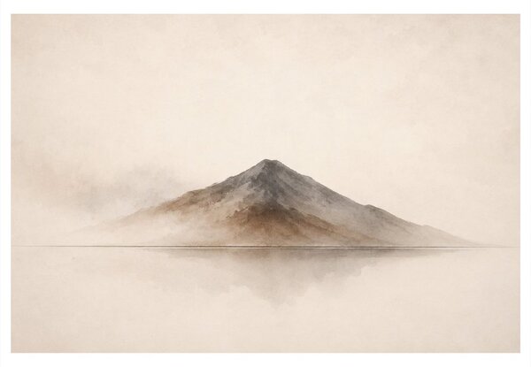 Quadro su tela – Montagna avvolta nella nebbia riflessa