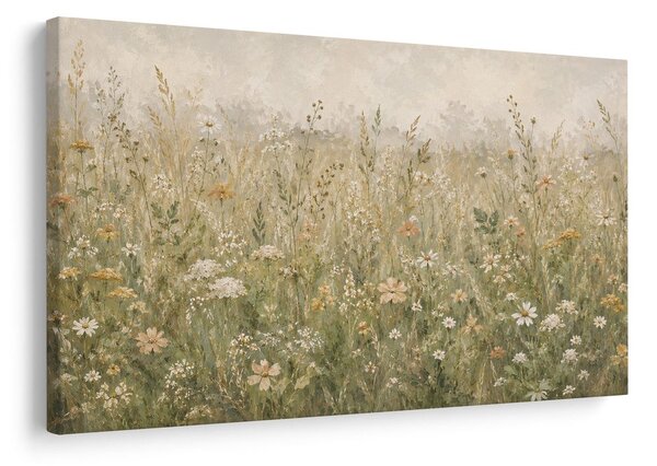 Quadro su tela – Delicati fiori di campo nella foschia