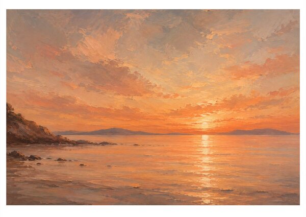 Quadro su tela – Tramonto arancione sul mare