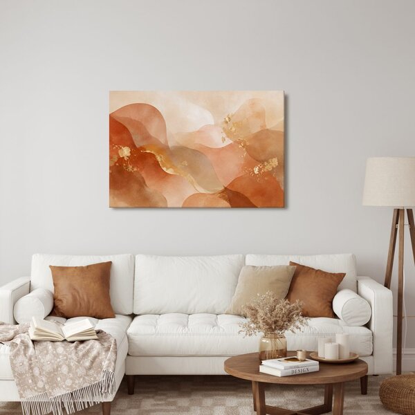 Quadro su tela – Forme astratte dai toni terrosi con oro