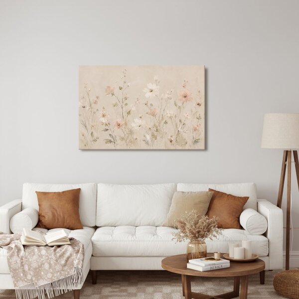 Quadro su tela – Fiori pastello nel prato