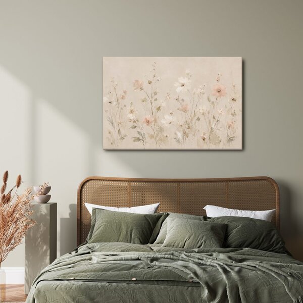Quadro su tela – Fiori pastello nel prato