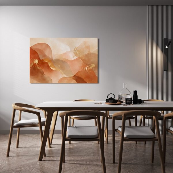 Quadro su tela – Forme astratte dai toni terrosi con oro
