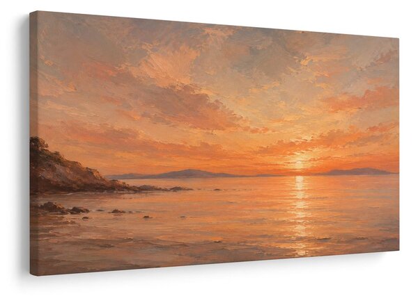 Quadro su tela – Tramonto arancione sul mare