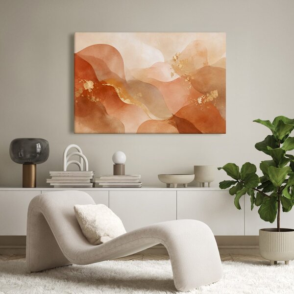 Quadro su tela – Forme astratte dai toni terrosi con oro