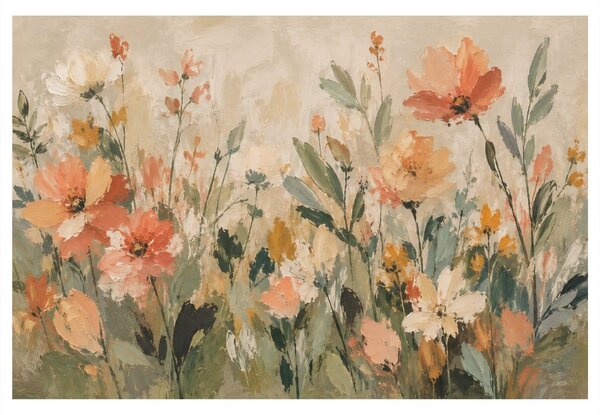 Quadro su tela – Fiori pastello nel prato