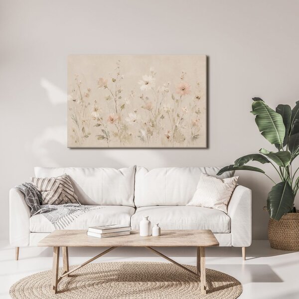 Quadro su tela – Fiori pastello nel prato