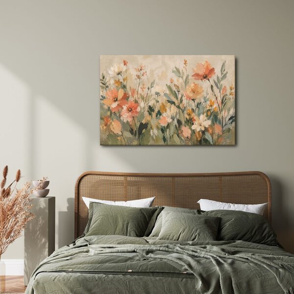 Quadro su tela – Fiori pastello nel prato