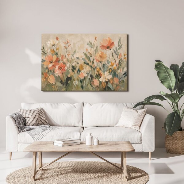 Quadro su tela – Fiori pastello nel prato