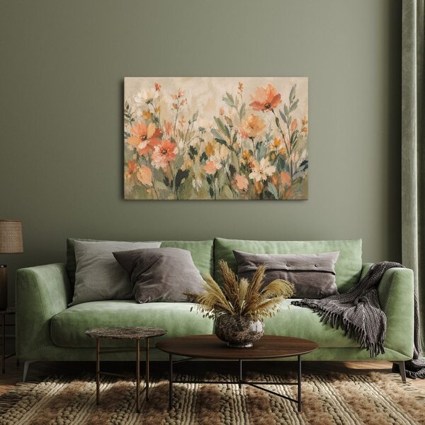 Quadro su tela – Fiori pastello nel prato