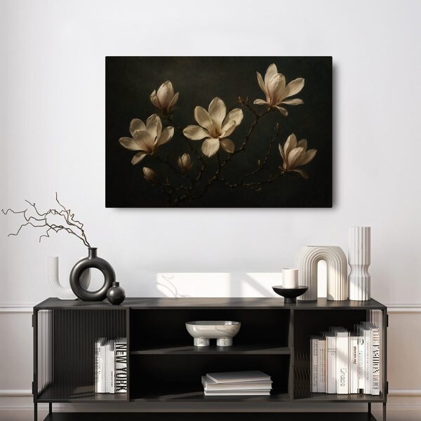 Quadro su tela – Magnolie in natura morta scura