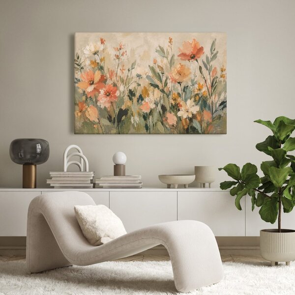 Quadro su tela – Fiori pastello nel prato