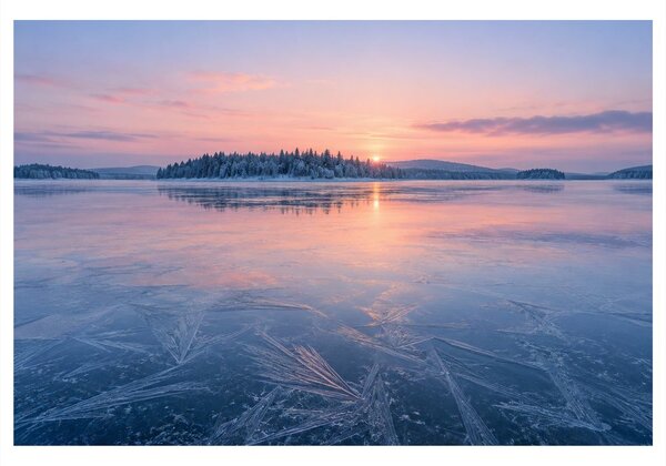 Quadro su tela – Lago invernale all’alba