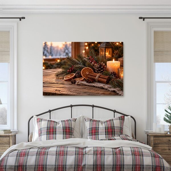 Quadro su tela – Candela natalizia con cannella