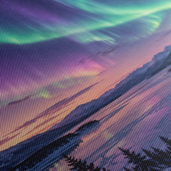 Quadro su tela – Aurora boreale sulle montagne