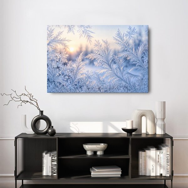 Quadro su tela – Fiori di ghiaccio del mattino invernale
