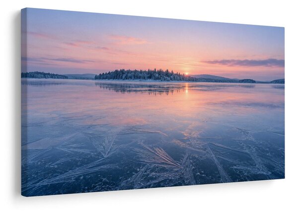 Quadro su tela – Lago invernale all’alba