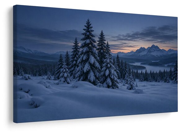 Quadro su tela – Crepuscolo invernale sulle montagne