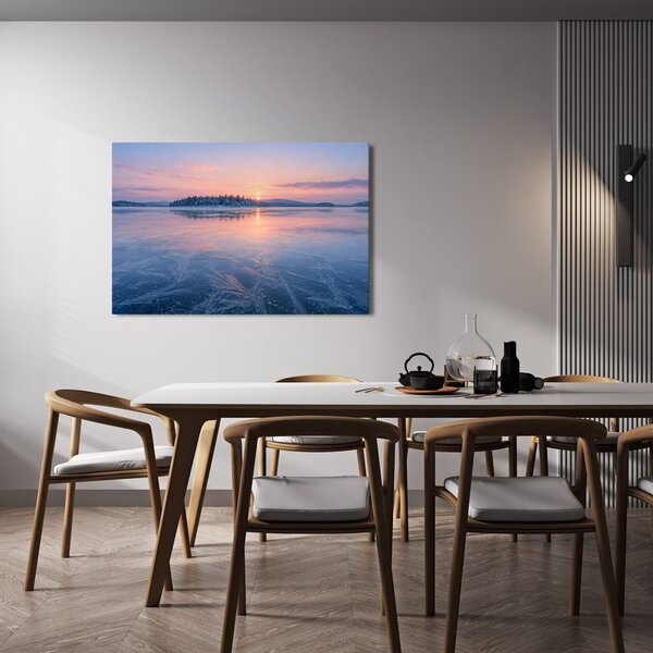 Quadro su tela – Lago invernale all’alba