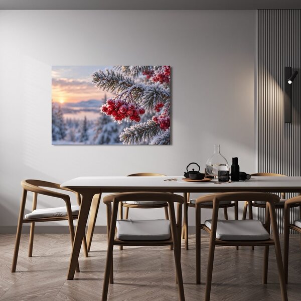 Quadro su tela – Bacche di sorbo invernali nella brina