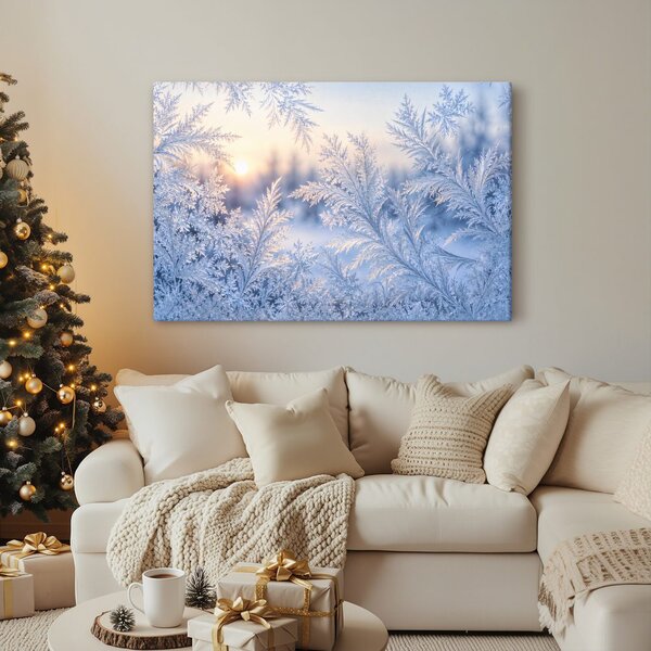 Quadro su tela – Fiori di ghiaccio del mattino invernale