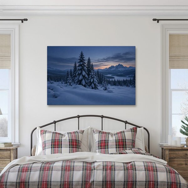 Quadro su tela – Crepuscolo invernale sulle montagne