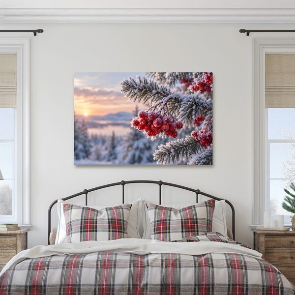 Quadro su tela – Bacche di sorbo invernali nella brina