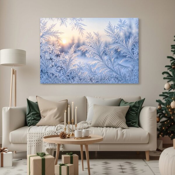 Quadro su tela – Fiori di ghiaccio del mattino invernale